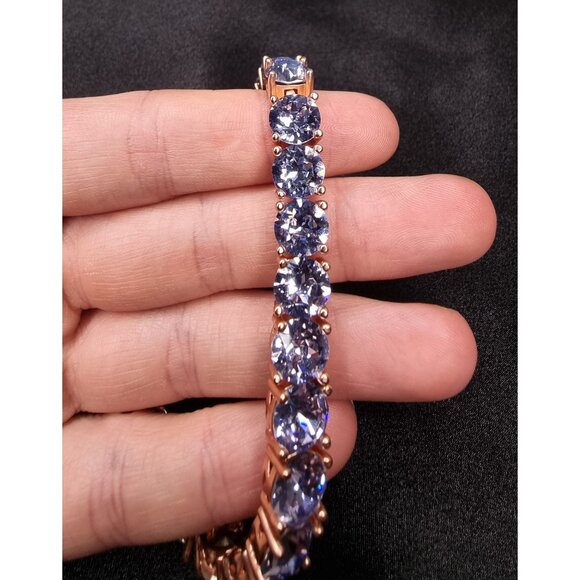 Limited Edition Park Lane Rose Gold Tennis Bracelet With Sparkling Lavender Cubi - Picture 5 of 10